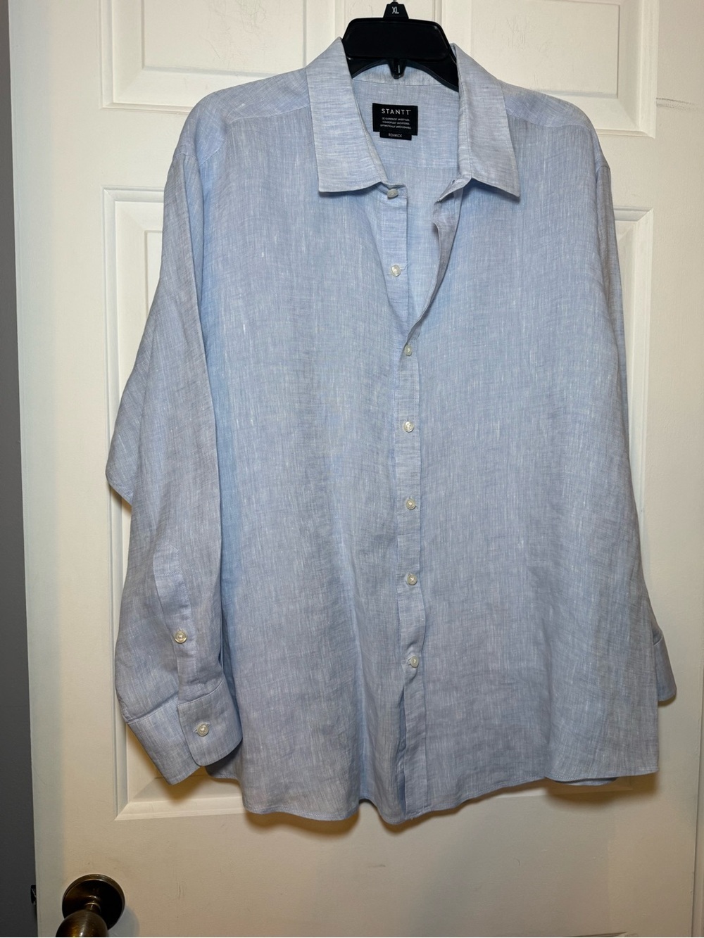 Stantt Men’s Blue 100% Linen Delave Button Up Shirt Renwick Fit XXL?